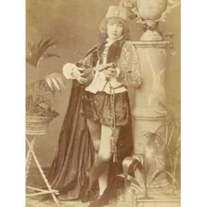 Sarah Bernhardt French Actress as a Minstrel Boy Playing a Lute 