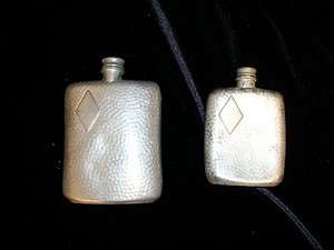 Antique/Vintage James Dixon & Sons Pewter Mini Flasks Pair(2)  