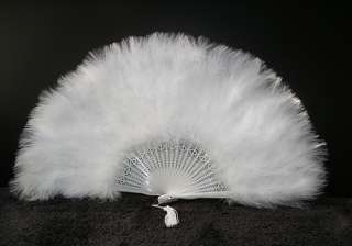 MARABOU FEATHER FAN   WHITE Feathers 12 x 20 Beauty  