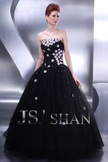 JSSHAN Black Formal Prom Ball Gown Party Evening Dress  