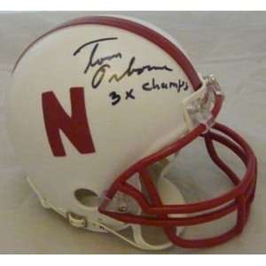Tom Osborne Autographed Nebraska Cornhuskers Mini Helmet with 3x 