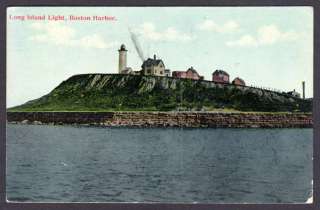 Boston Harbor MA Long Island Lighthouse 1912 Postcard. Make multiple 