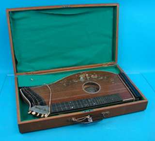   Klingenthal Zither M&H VTG + Wood Case Autoharp Harp Antique  