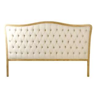 Lille French Country Natural Oak Linen Tufted Headboard  King  