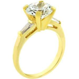    14K Gold Bonded Engagement Triplet Emerald Cut Ring: Jewelry