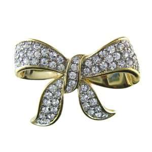   CZ Crystal Studded Pin   Gold Plated CZ Crystal Bowtie Lapel Pin Toys