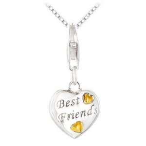 Sterling Silver Heart Charm Engraved with Best Friends Pendant   11.00 