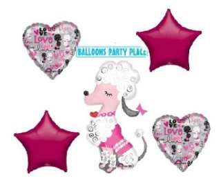 POODLE party decorations birthday kit hot pink balloons  