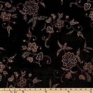   Velvet Floral Glitter Black Fabric By The Yard Arts, Crafts & Sewing