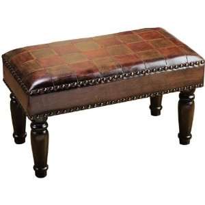 Sleek Classic Faux Leather Ottoman Wood Bench 