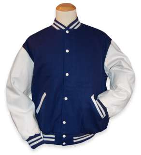 Royal Blue and White Varsity Letterman Jacket  