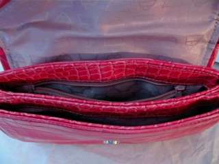 Kathy Van Zeeland Small Pink Croc Embossed Purse Handbag BAG  