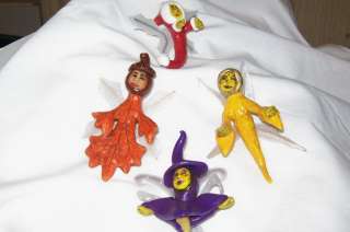 Witch Ghost ORNAMENTS SET handmade clay fairy polymer clay halloween 