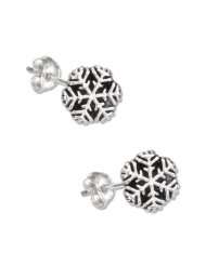 Sterling Silver Mini Antiqued Snowflake Earrings on Posts.