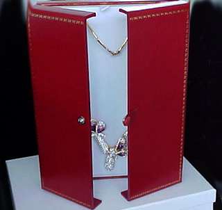 Large RED LEATHERETTE Gold Embossed Necklace Set Double Door Snap Gift 