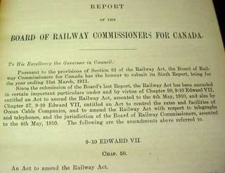 6TH REPORT BOARD OF RAILWAY COMMISSIONERS CANADA 1911  