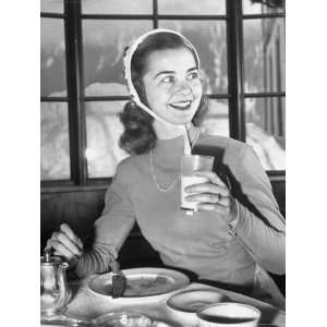  Canadian Skating Star Barbara Ann Scott Drinking a Glass 