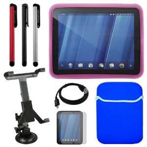 : Premuim Blue/Silver Trim Sleeve Case+HP Touch Pad Tablet LCD Screen 