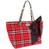 Kate Spade New York Fireside Plaid Small Coal Tote,Lacqured Red,One 