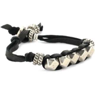 Ettika Mens Silver Colored Large Faceted Beads and Donut Rings Black 