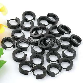 100PCS *Cool Black Stainless Steel Mens Hoop Earrings  
