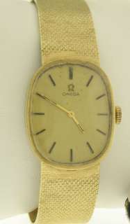 Estate Omega 14k Solid Gold Mens Oval Watch 60 Grams 7.50 in. RARE 