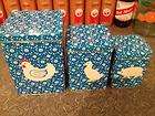 Vintage 3 piece set of metal tin canisters with rooster chicken pig 