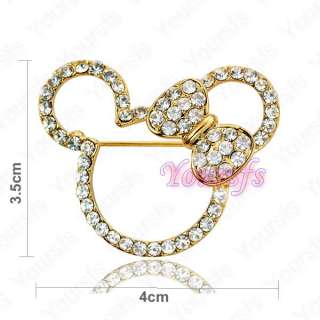   18K Gold Plated Jewelry Use Swarovski Crystal Cute Mickey Mouse Brooch