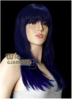 New Long Dark Blue Wavy Skin Top Hair Wig GN39  
