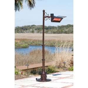   Tone Bronze Scroll Design Pole Mounted Infrared Patio Heater Beauty