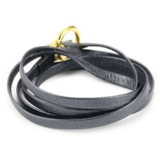 gorjana Graham Gold Tone Five Wrap Indigo Leather Bracelet 