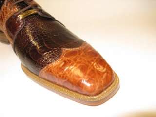 New Belvedere Moscato Brown/Brandy Ostrich leg / Crocodile Dress Shoes 
