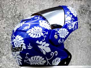 MASEI ALOHA 881 DOT MOTORCYCLE HELMET BLUE/WHITE M L XL  