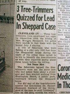 1954 newspapers DR SAM SHEPPARD MURDERS his wife ? Cleveland OHIO 