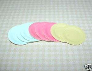 Miniature Pastel Paper Plates, Set of 9 for DOLLHOUSE  