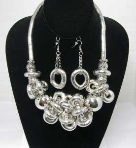 Chunky New In Fashion Silver Twist Chain Necklace Set  