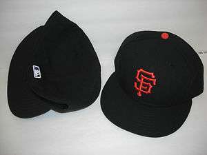 NEW ERA FITTED HAT CAP SAN FRANCISCO GIANTS SIZE 8 BLACK ONFIELD 100% 