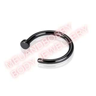 18g 10mm Black Titanium Anodized Bar Nose Hoop Ring  