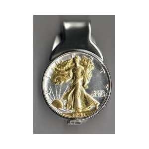Toned Gold on Silver Old U.S. Walking Liberty half dollar (Spring 