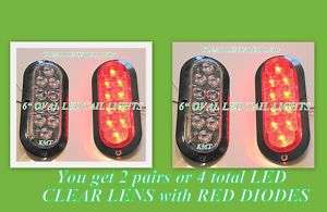 LED 6 OVAL TRAILER TAIL LIGHTS SURFACE MOUNT 2 PAIRS  