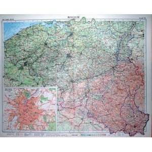   Colour Map 1955 Belgium Plan Bruzzels Liege Luxembourg