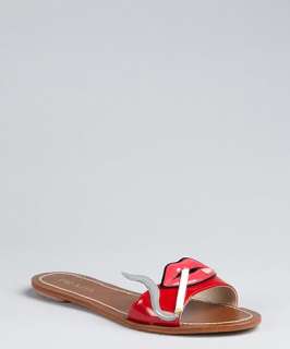 Prada red patent leather lips and cigarette flat sandals