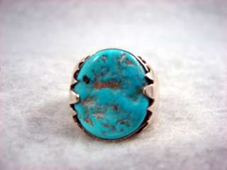   natural turquoise silver ring size 9.5 Old Pawn Native Jewelry  