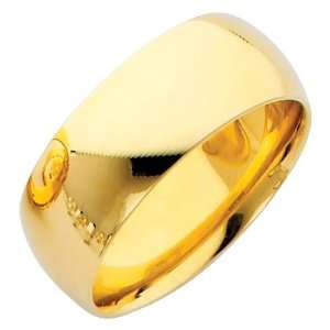  14K Yellow Gold 8mm COMFORT FIT Plain Wedding Band Ring for Men 