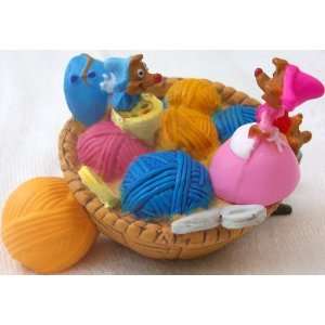   Mice in a Tiny Sewing Basket, Figure Toy, Cake Topper Toys & Games