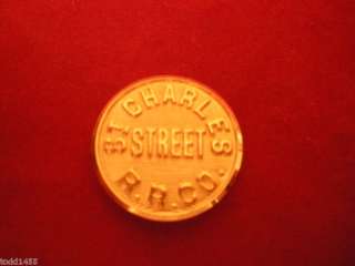 St. Charles Street RR Co Token Gold Pl Waterbury Button  