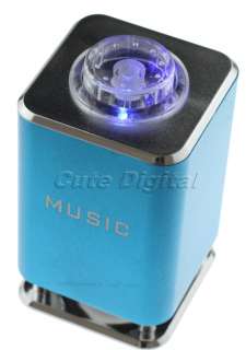 Blue Portable Mini Square Sound Box Speaker With LED Light For Laptop 