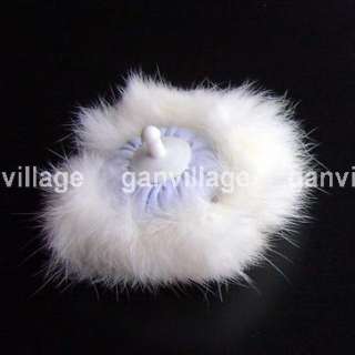 Super Soft Fluffy Body Powder puff Rabbit Fur Blue New  