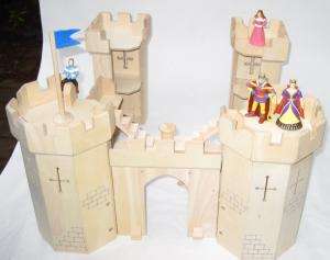 Wood Castle Medieval Dollhouse Pretend Play Handmade USED Doll Knight 