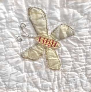POTTERY BARN 200TC COTTON HAND STITCHES EMBROIDERED APPLIQUE QUILT 